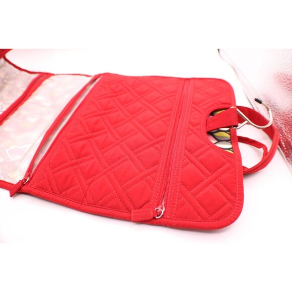Vera Bradley Red Quilted Hanging Travel Organizer Cosmetic Toiletries Case 11x9" - Picture 5 of 13